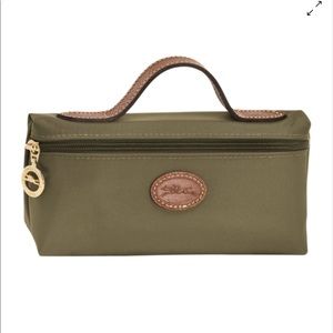 NWOT Longchamp Le Pliage khaki cosmetic mini bag